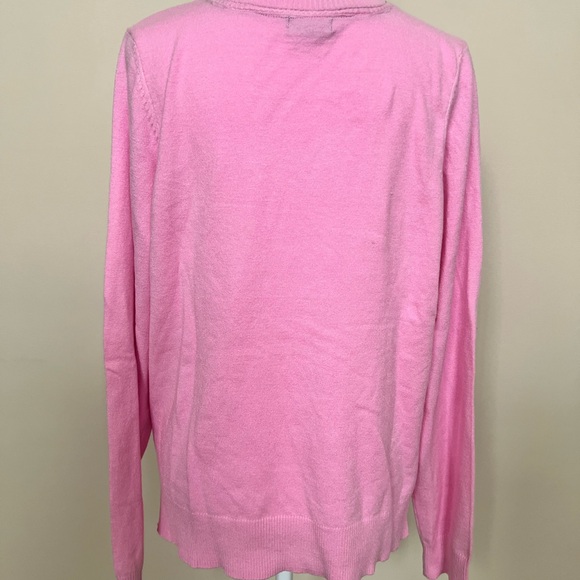 U.S. Polo Assn. Pink V-Neck Sweater Logo rayon polyester nylon woman’s large - Picture 4 of 6
